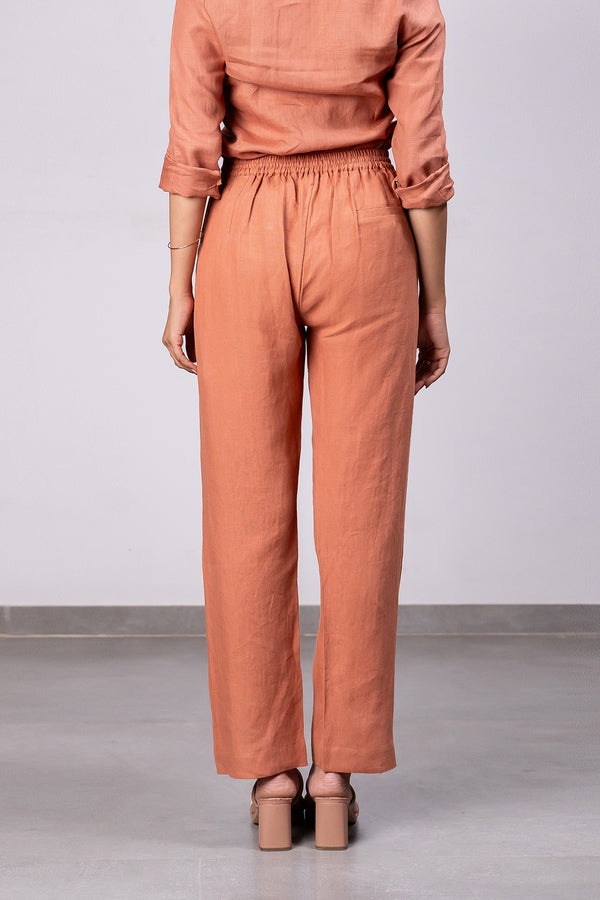 Alan Linen Tucks Pants – Sand Brown
