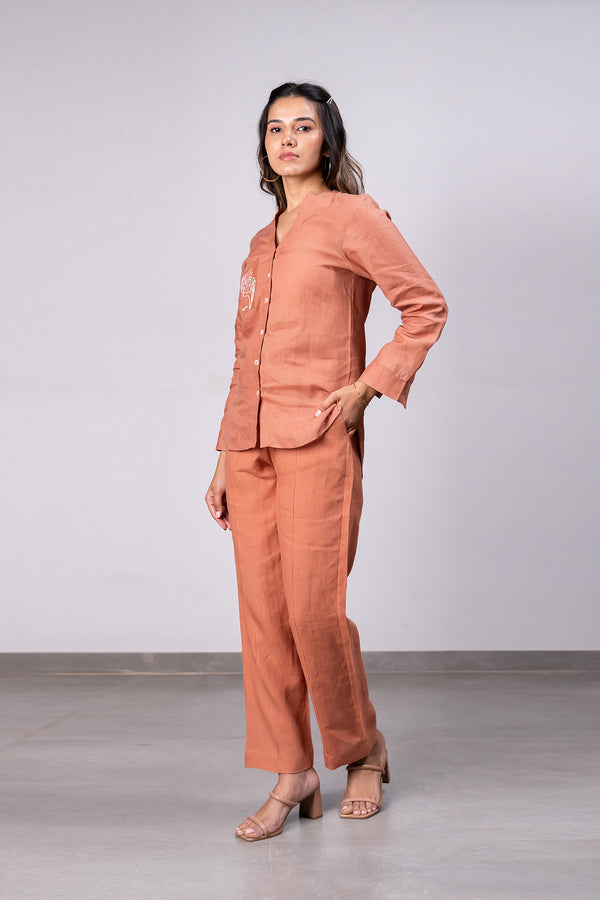Alan Linen Tucks Pants – Sand Brown
