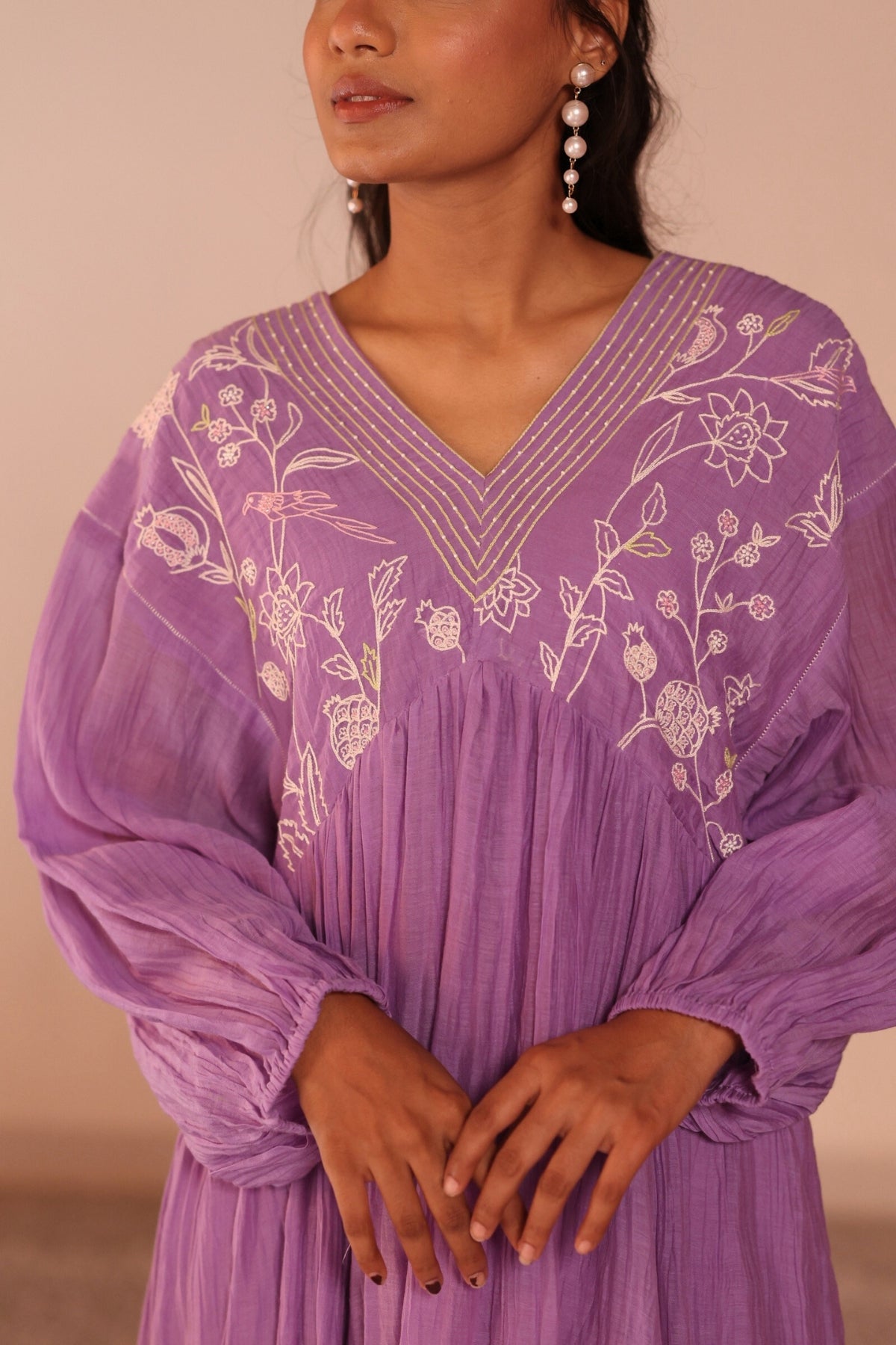 alia cut dress Women's 100% Pure Chanderi Silk Alia Cut Dress – Soft Purple
