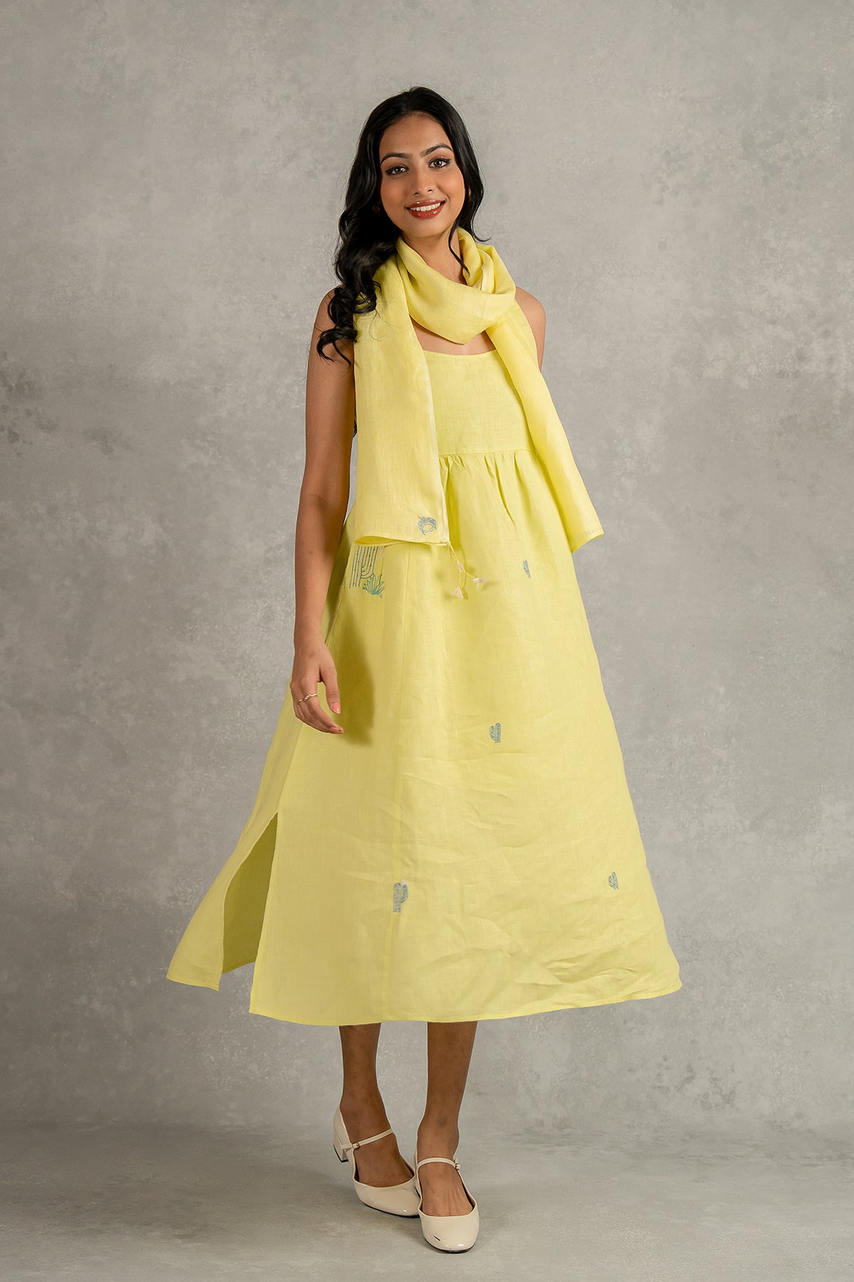 Alicia Strap Panel Dress with pockets - Lime
