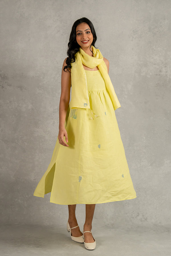 Alicia Strap Panel Dress with pockets - Lime