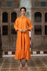 Amara Chanderi Silk Raglan Sleeve Dress - Orange