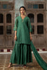 Anika Chanderi silk short V-neck kurta with sharara - Green