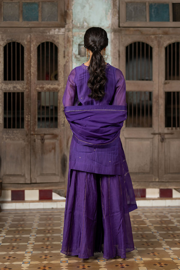 Anika Silk Purple Organza Dupatta