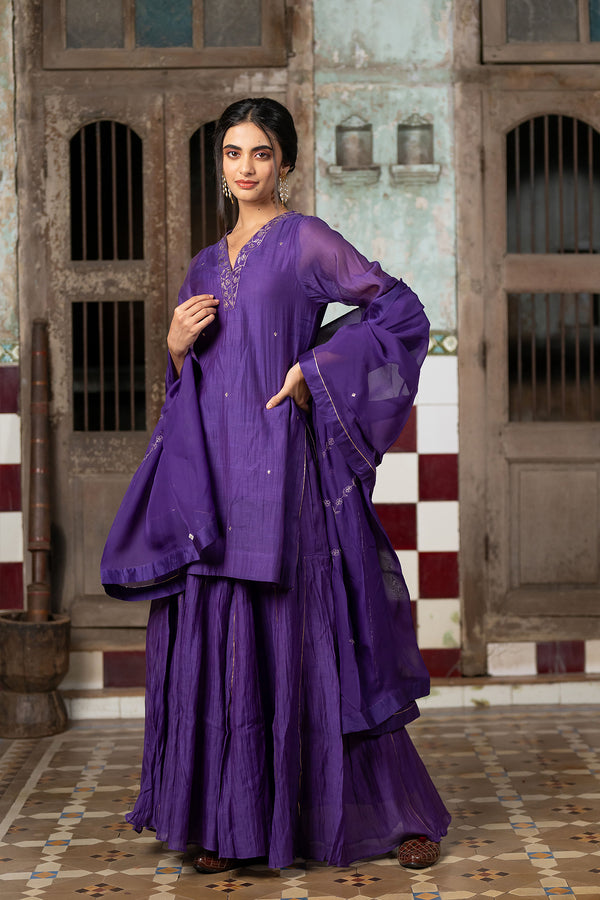 Anika Silk Purple Organza Dupatta