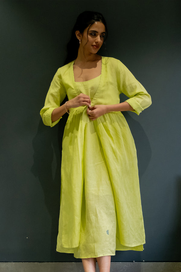 Aruba Linen Overlay With Pockets – Lime