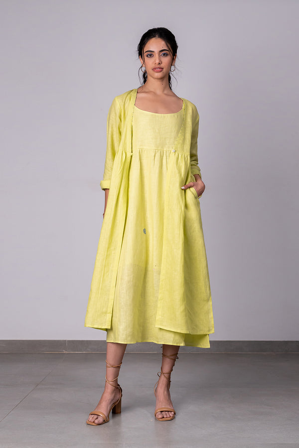 Aruba Linen Overlay With Pockets – Lime