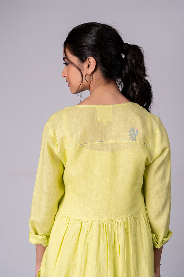 Aruba Linen Overlay With Pockets – Lime