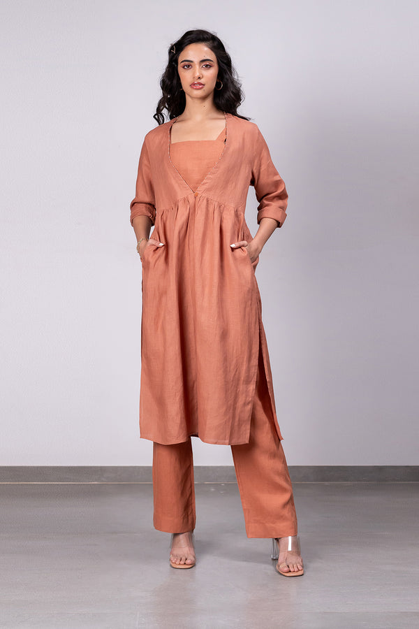 Aruba Linen Overlay With Pockets – Sand Brown