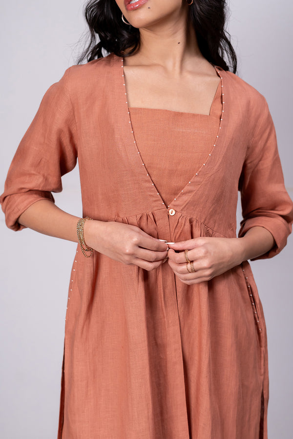 Aruba Linen Overlay With Pockets – Sand Brown