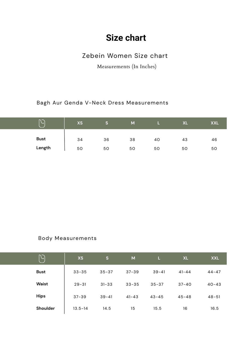 Size Chart 1