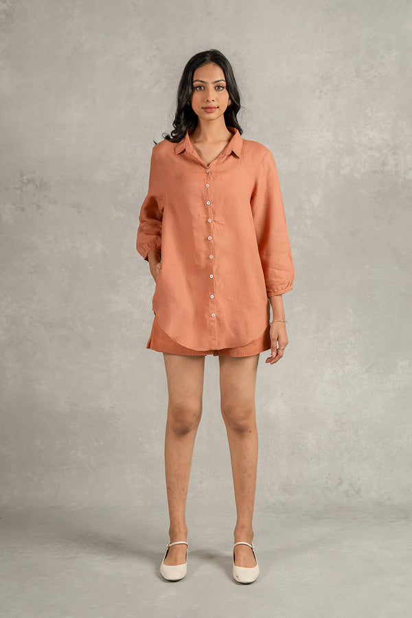 Beth Linen Shirt  - Sand Brown