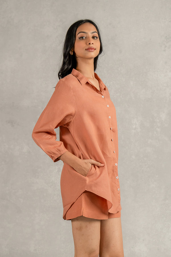 Beth Linen Shirt  - Sand Brown