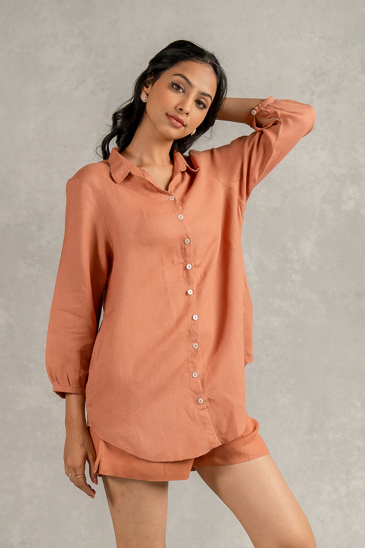 Beth Linen Shirt  - Sand Brown
