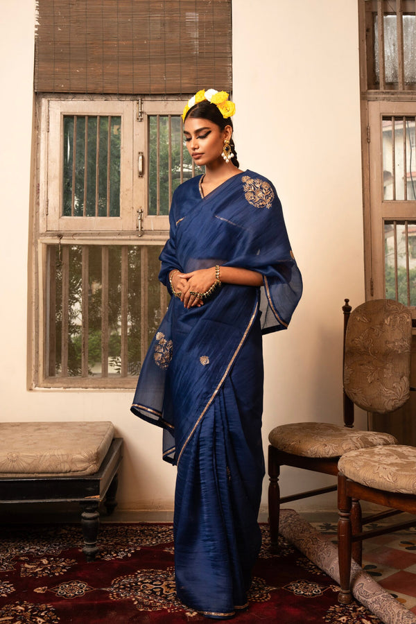 Phool bahar Saree - mayur Neela