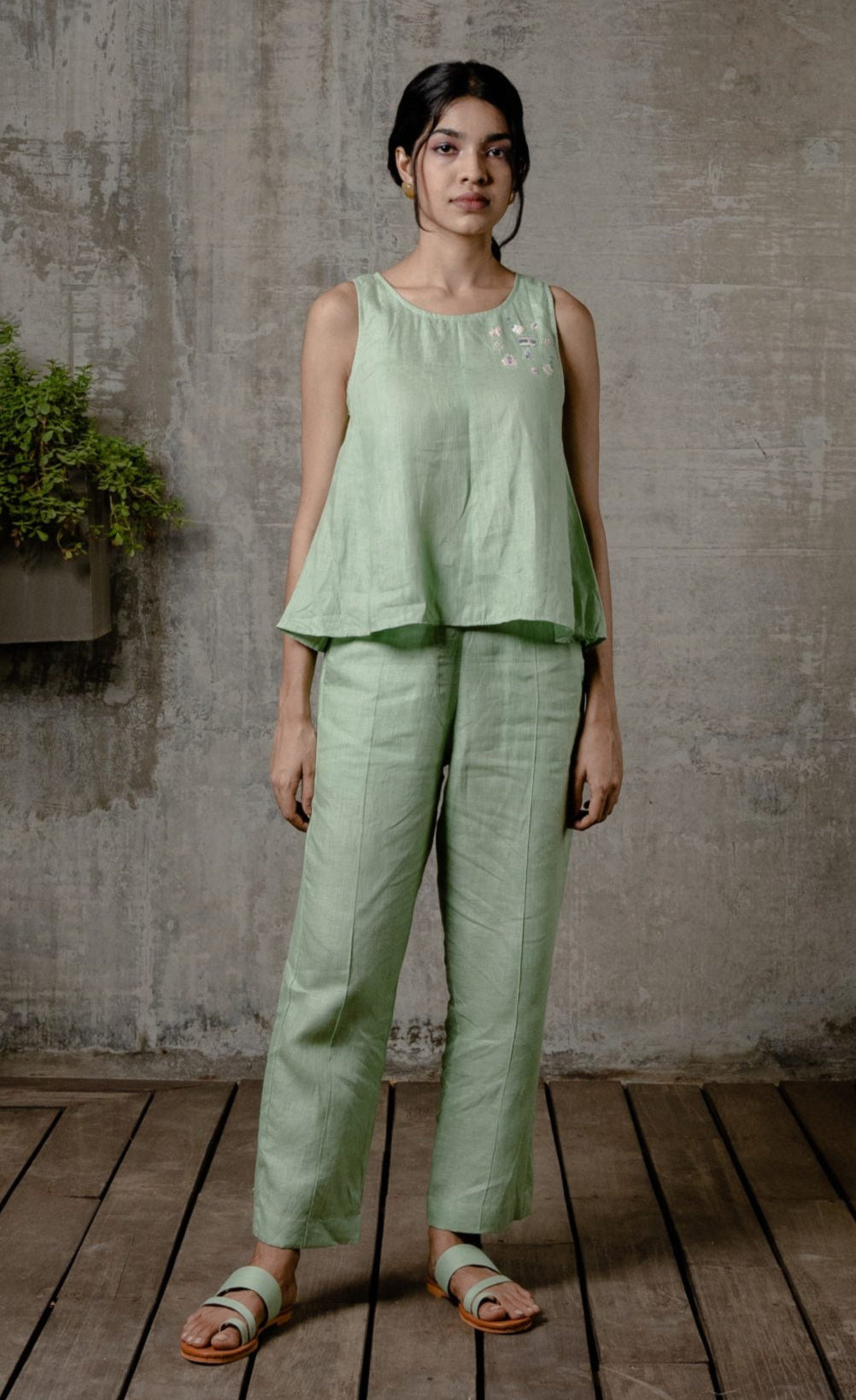 Candice- Linen panel top - Pista