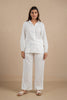 Carla Linen Bobbin Shirt With Pockets- Marble White