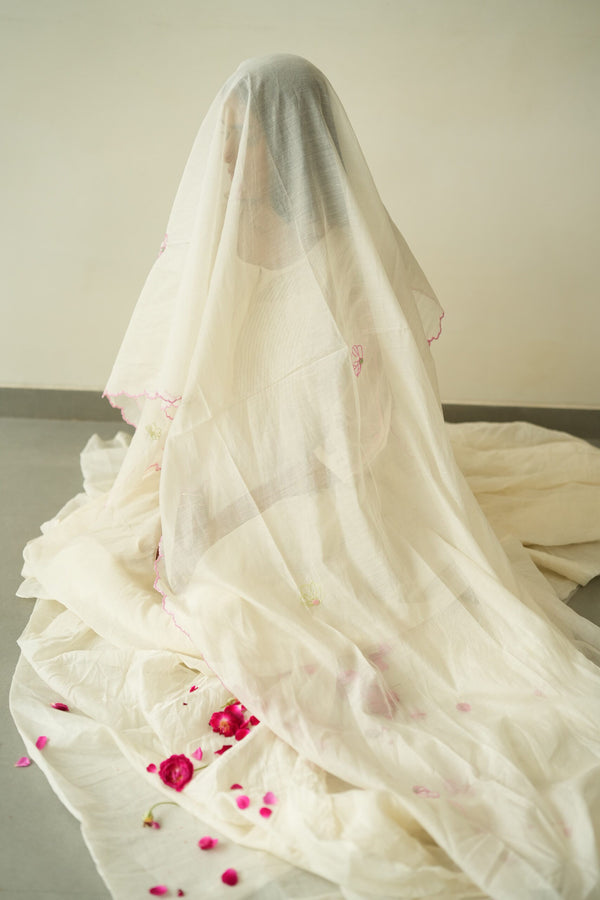 Chanderi Dupatta- Ivory White