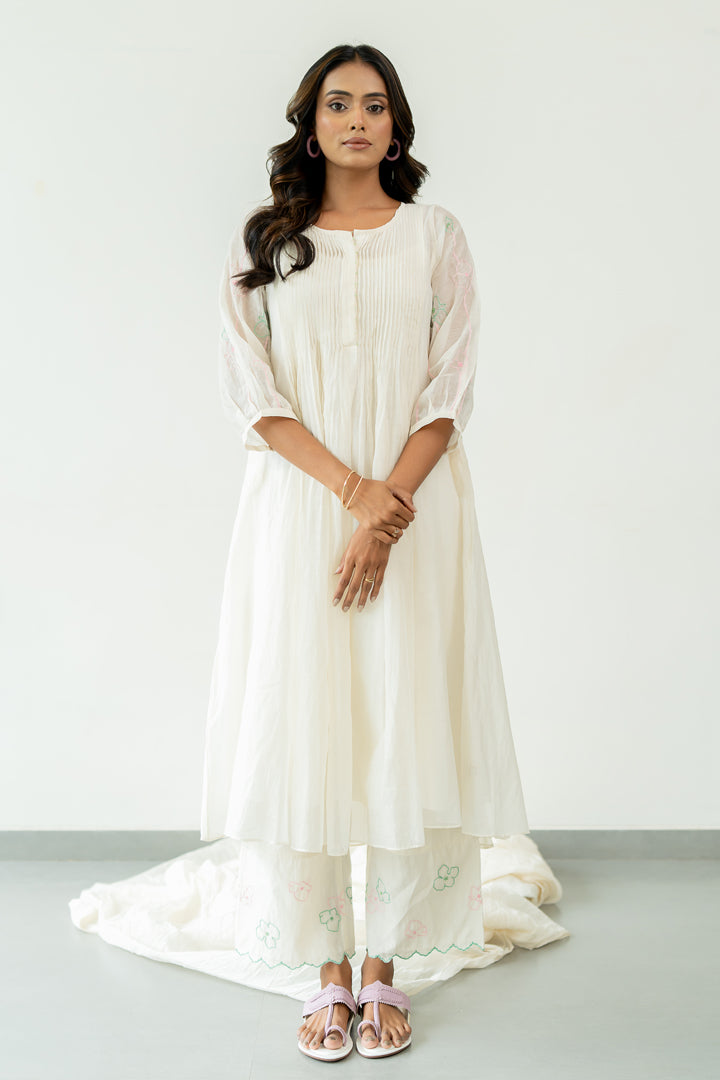 Chanderi-Pintuck-Kurta-and-Pant-Set-Ivory-White-