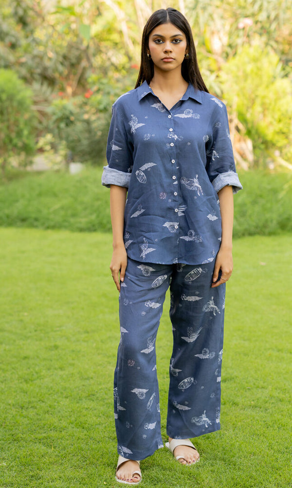 Linen Demi Pant - Badal Naav