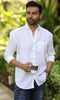 Linen Men Classic Collar Shirt - White