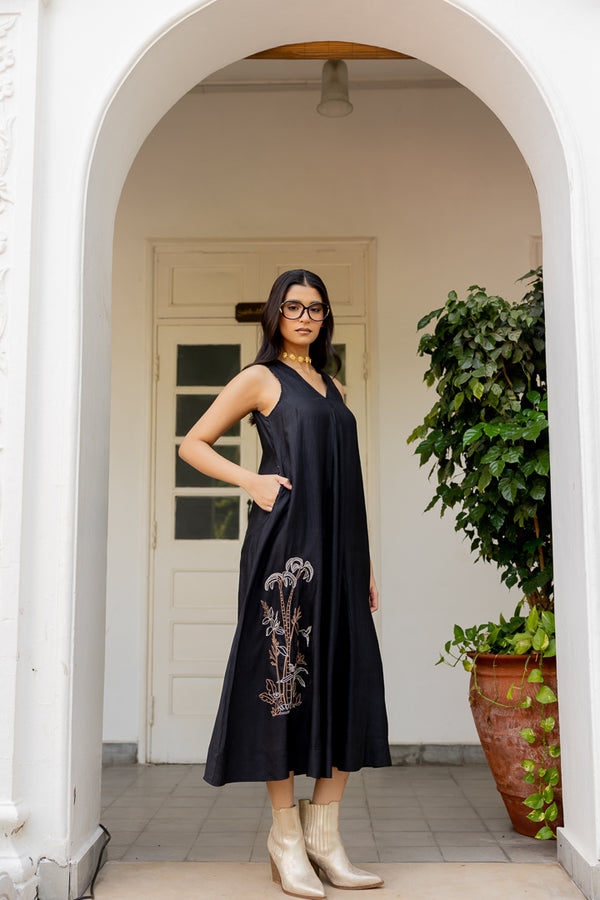 V-neck Panel Dress