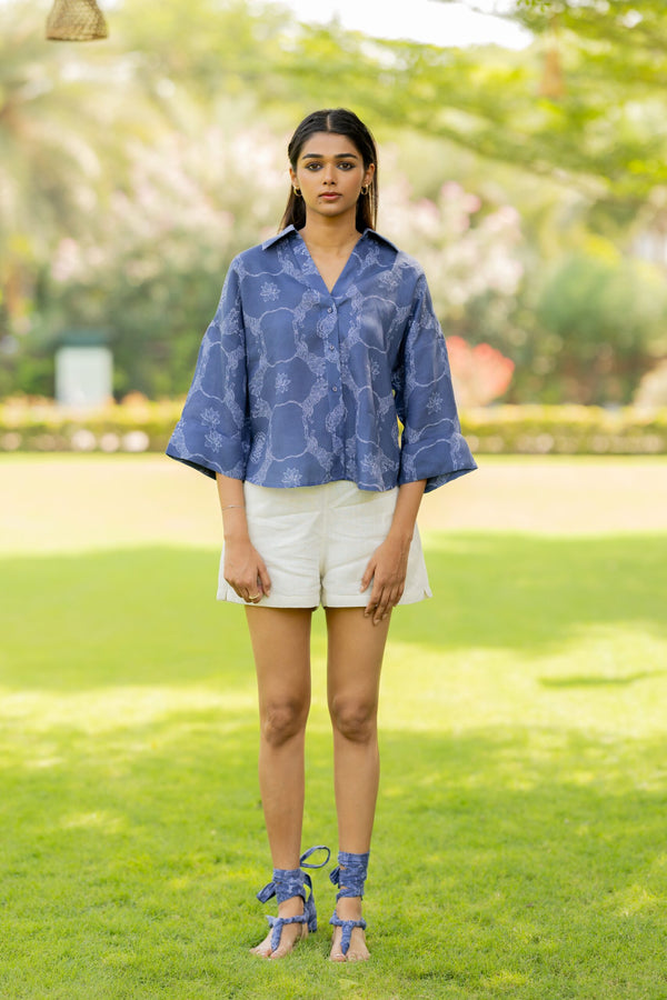 Linen Plain Shorts - White