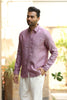 Linen Men Classic Collar Shirt - Wine