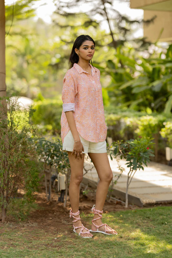 Linen printed coord set  - Sandra Shirt with shorts