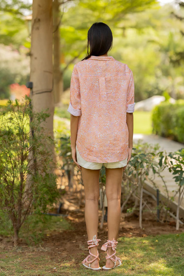 Linen printed coord set  - Sandra Shirt with shorts