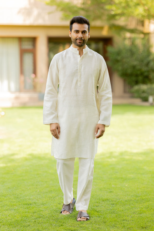Linen Ivory Calm – Pure Linen Kurta for Men
