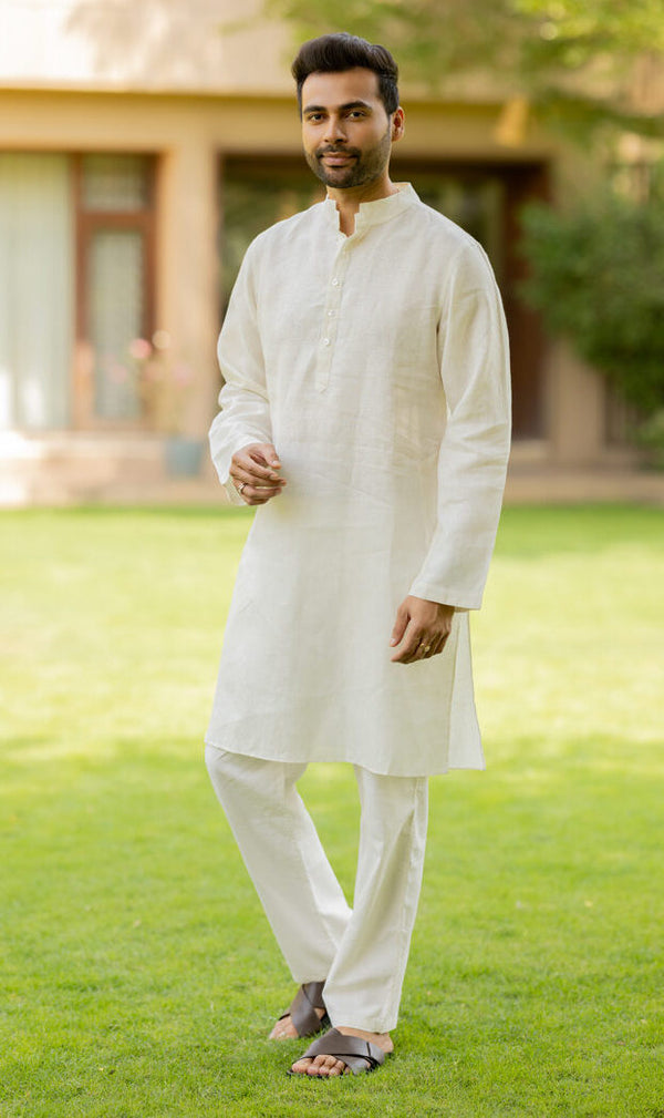Linen Ivory Calm – Pure Linen Kurta for Men