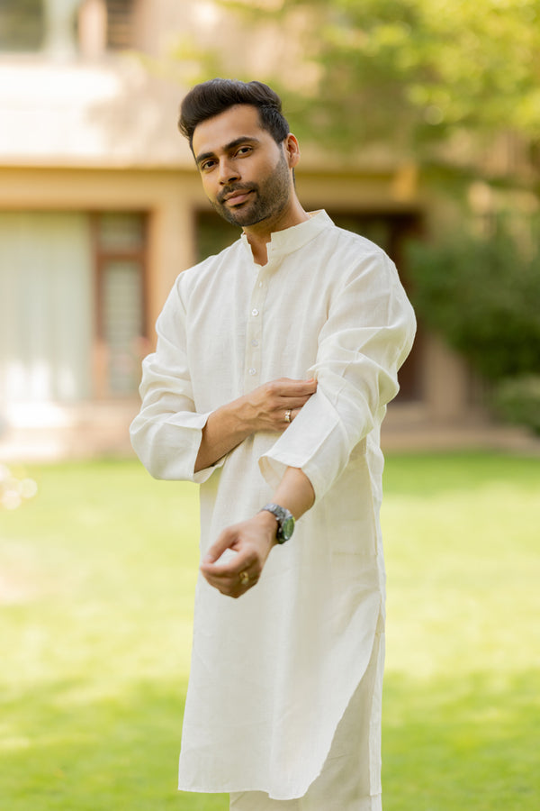 Linen Ivory Calm – Pure Linen Kurta for Men