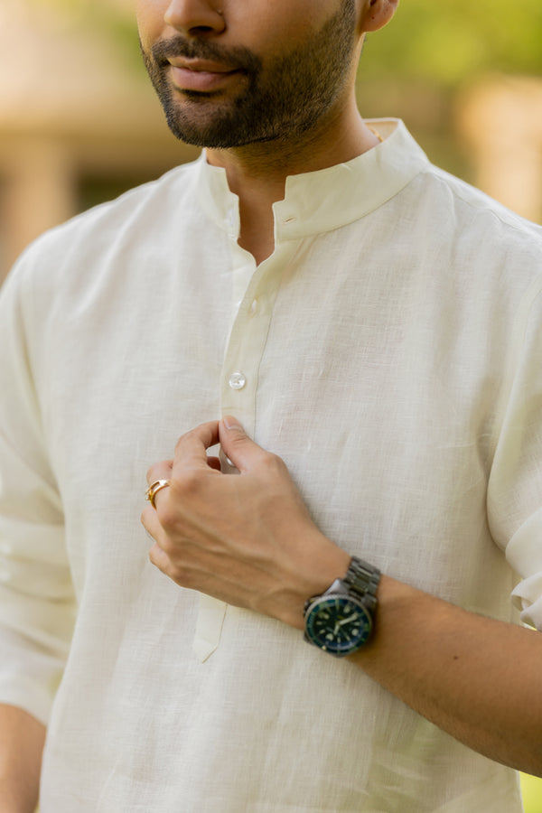 Linen Ivory Calm – Pure Linen Kurta for Men