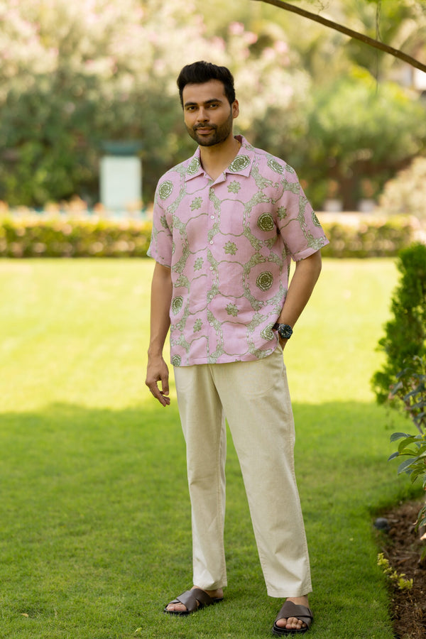 Linen Banaras Wild – Tiger And Floral Motif Shirt