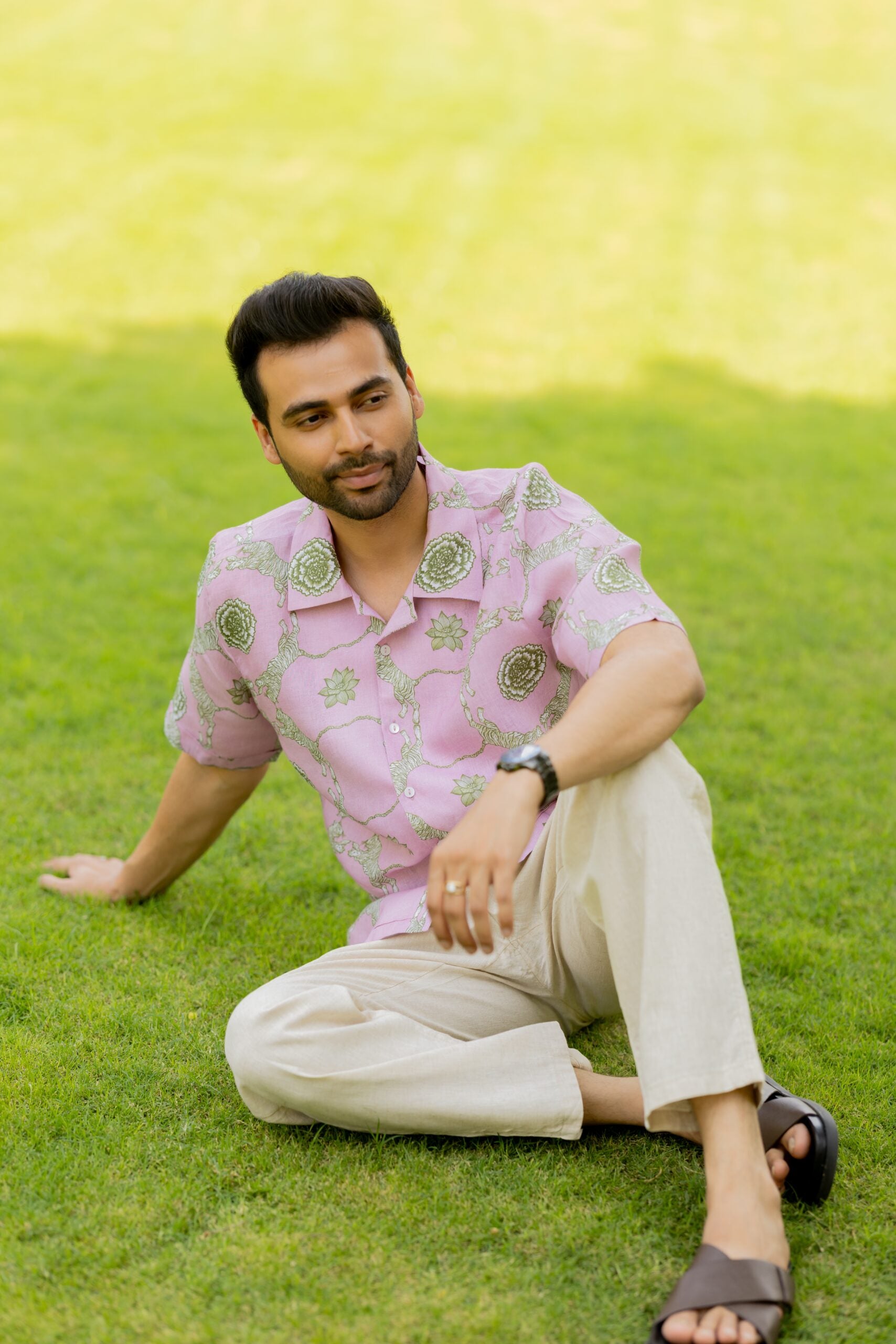 Linen Banaras Wild – Tiger And Floral Motif Shirt