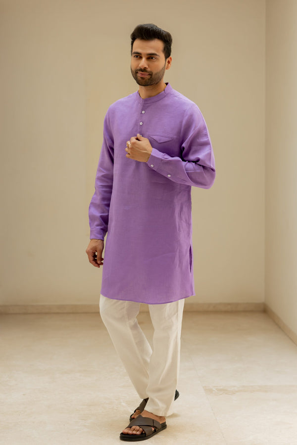 Linen Men kurta - Purple