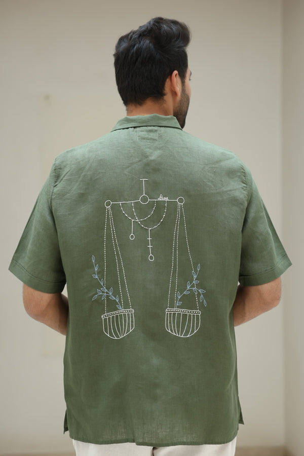 Libra Linen Shirt - Olive Green