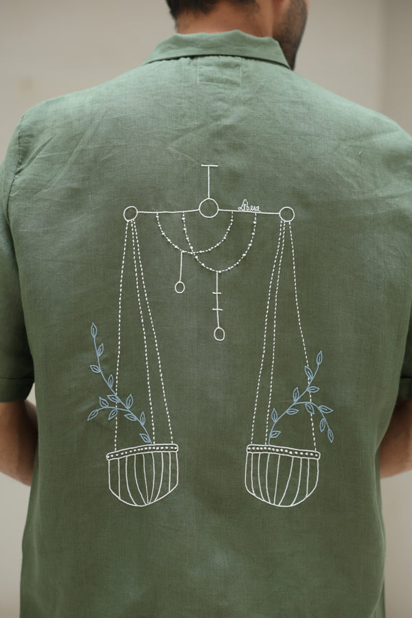 Libra Linen Shirt - Olive Green