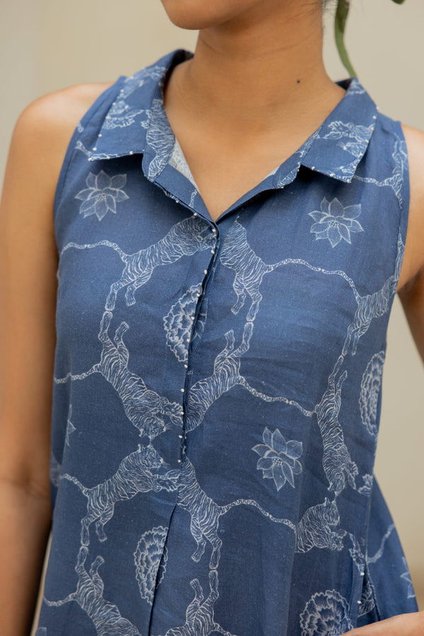 Linen Bagh Genda Sleevless Shirt Dress