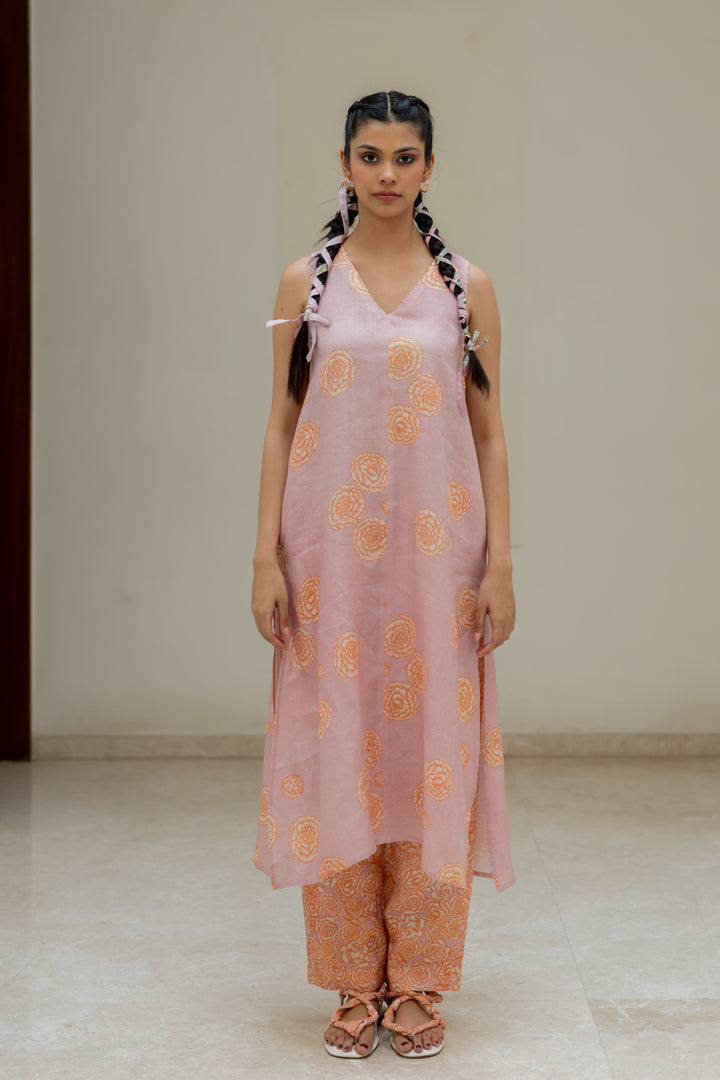 Linen Genda Phool Raga Kurta