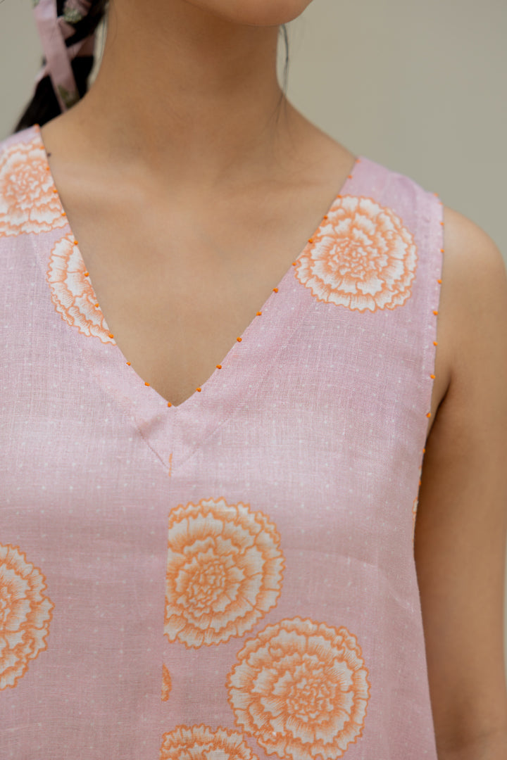 Linen Genda Phool Raga Kurta