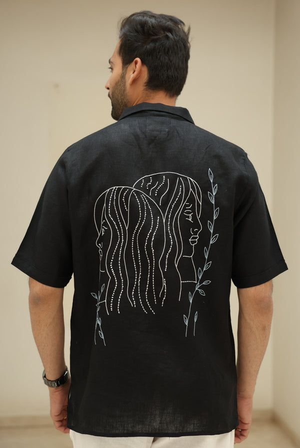Gemini Linen Shirt - Black