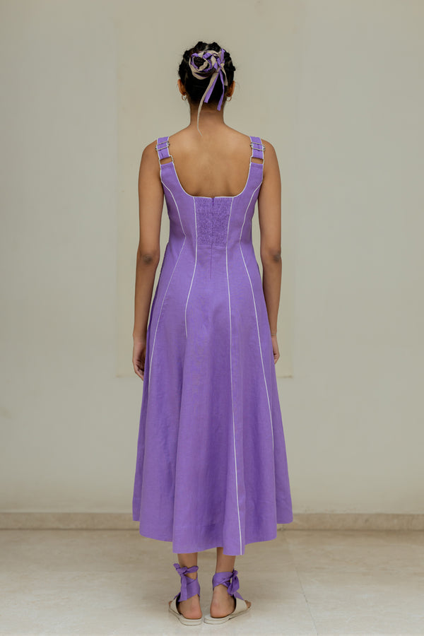Linen Panel Dress - Purple