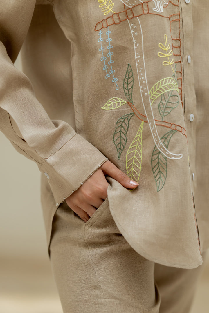 Linen Narrow Pants - Bamboo