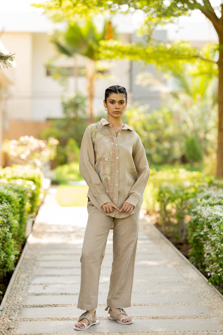Linen Narrow Pants - Bamboo