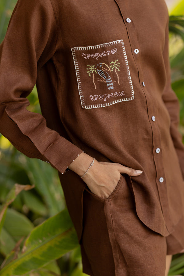 Linen Shorts - Chocolate Brown