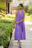Linen V-Neck Panel Dress - Purple