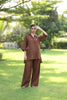 Linen Shirt Kurta - Chocolate Brown