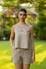 Linen Round Neck Kylie Top - Bamboo
